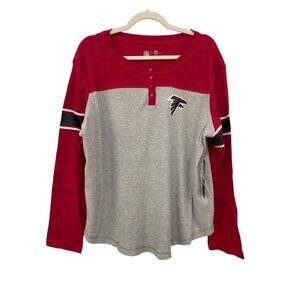 NFL Long Sleeve Waffle Knit Tee Falcons Womens XXL Gray Red Polyester Blend NEW